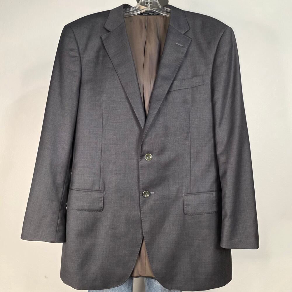 Enzo Tovare Men's 40R Charcoal Gray Super 150s Virgin Wool Blazer Sport Coat